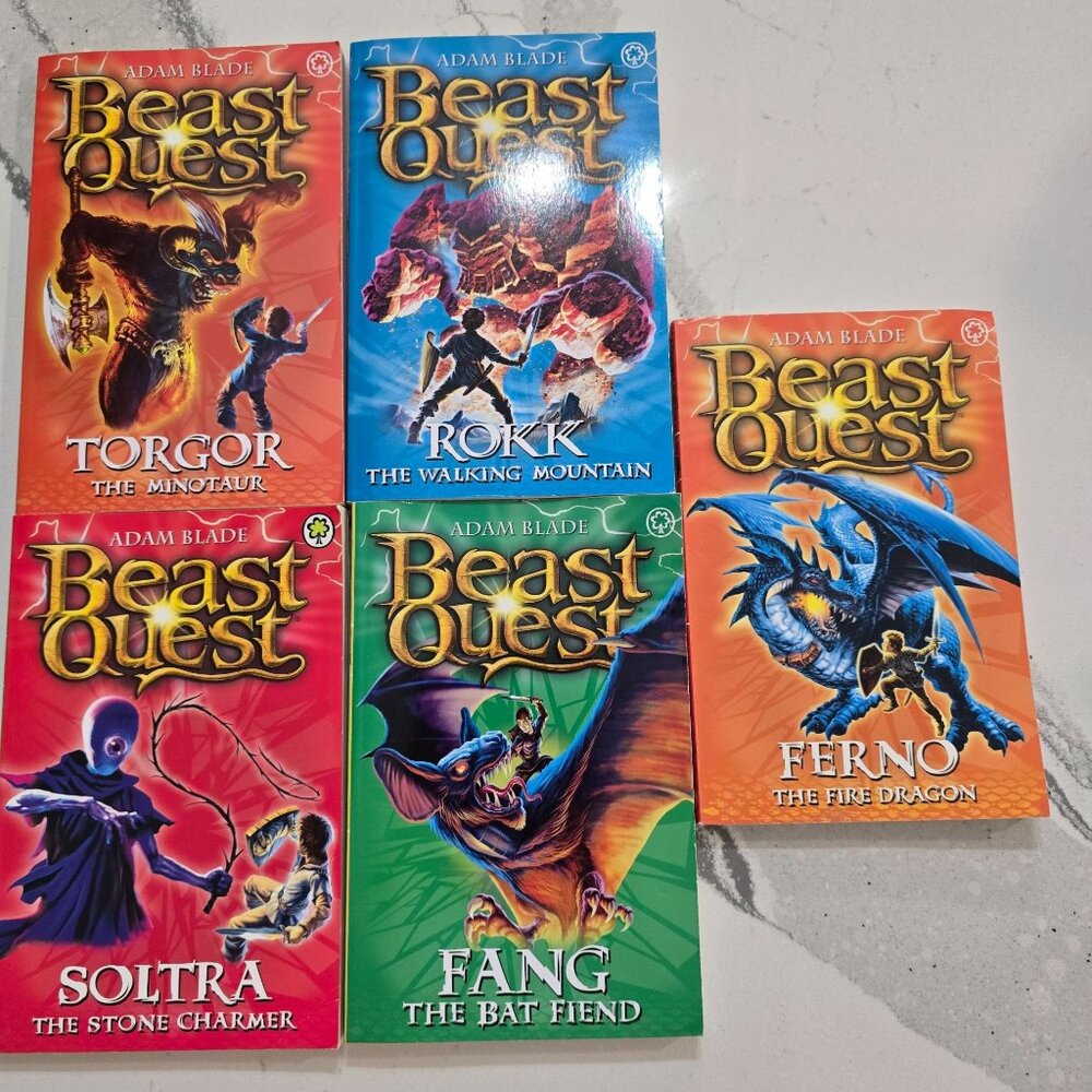 Beast quest books lot of 5. FANG, ROKK,TORGOR, SOLTRA, FERNO